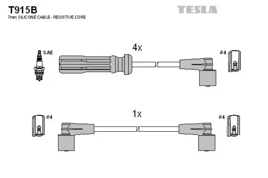 Zündleitungssatz TESLA T915B Bild Zündleitungssatz TESLA T915B