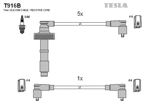 Zündleitungssatz TESLA T916B Bild Zündleitungssatz TESLA T916B