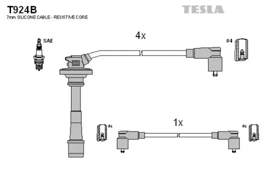 Zündleitungssatz TESLA T924B Bild Zündleitungssatz TESLA T924B