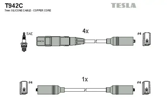 Zündleitungssatz TESLA T942C Bild Zündleitungssatz TESLA T942C