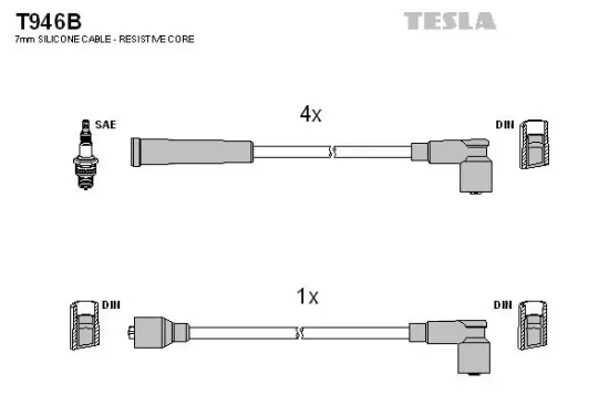 Zündleitungssatz TESLA T946B Bild Zündleitungssatz TESLA T946B