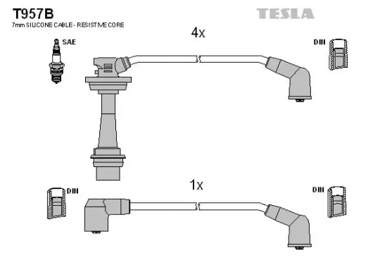 Zündleitungssatz TESLA T957B Bild Zündleitungssatz TESLA T957B