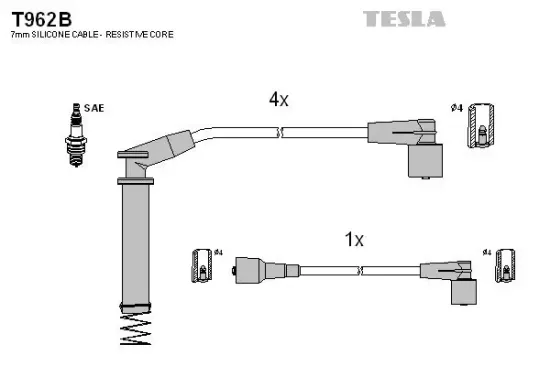 Zündleitungssatz TESLA T962B Bild Zündleitungssatz TESLA T962B