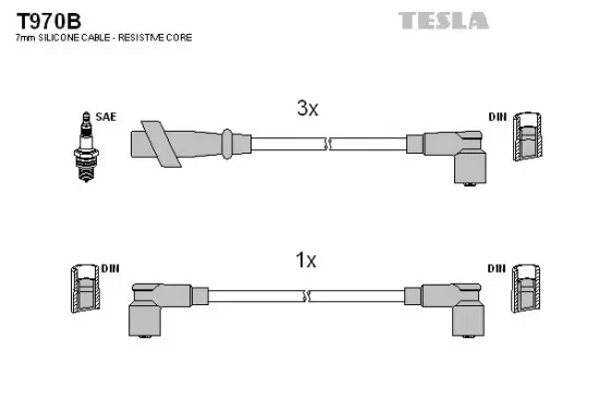 Zündleitungssatz TESLA T970B Bild Zündleitungssatz TESLA T970B