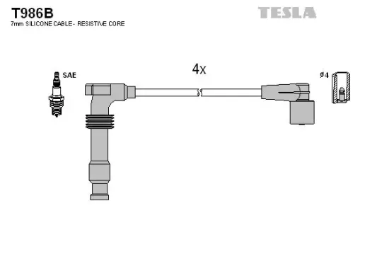 Zündleitungssatz TESLA T986B Bild Zündleitungssatz TESLA T986B