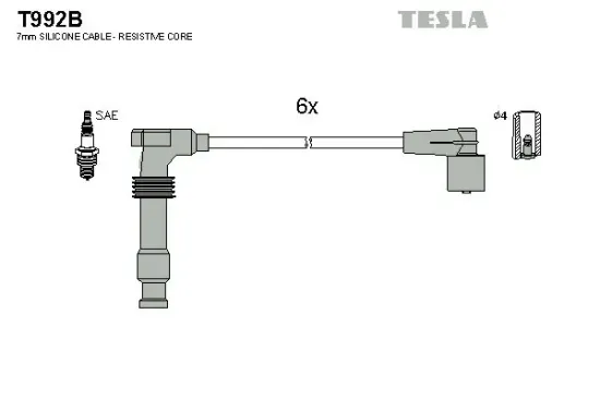 Zündleitungssatz TESLA T992B Bild Zündleitungssatz TESLA T992B