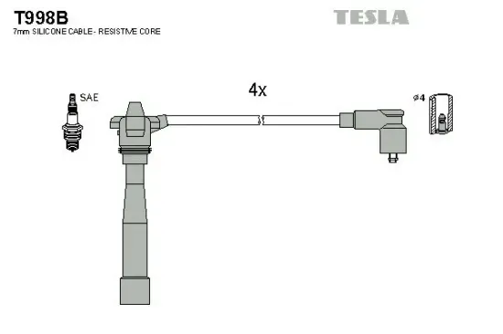 Zündleitungssatz TESLA T998B Bild Zündleitungssatz TESLA T998B