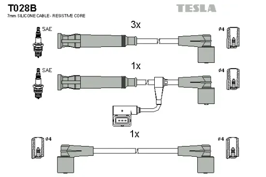 Zündleitungssatz TESLA T028B Bild Zündleitungssatz TESLA T028B