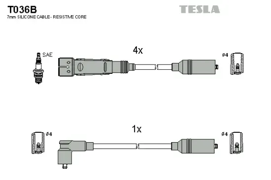 Zündleitungssatz TESLA T036B Bild Zündleitungssatz TESLA T036B