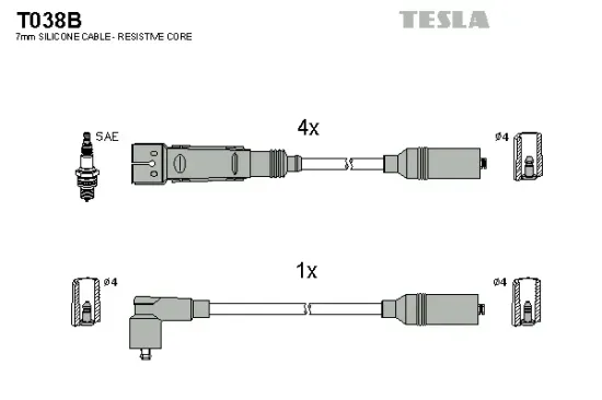 Zündleitungssatz TESLA T038B Bild Zündleitungssatz TESLA T038B