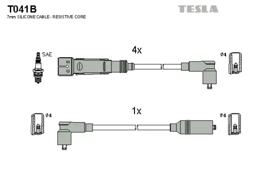 Zündleitungssatz TESLA T041B Bild Zündleitungssatz TESLA T041B