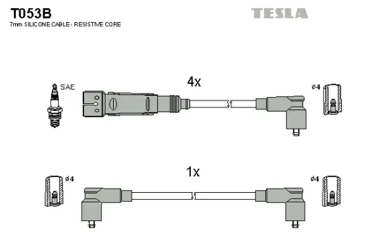 Zündleitungssatz TESLA T053B Bild Zündleitungssatz TESLA T053B