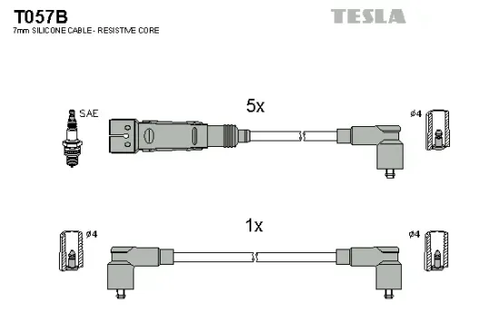 Zündleitungssatz TESLA T057B Bild Zündleitungssatz TESLA T057B