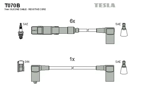 Zündleitungssatz TESLA T070B Bild Zündleitungssatz TESLA T070B