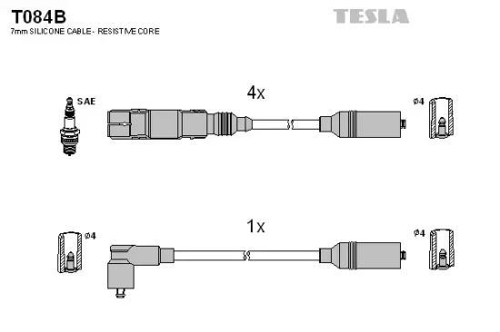 Zündleitungssatz TESLA T084B Bild Zündleitungssatz TESLA T084B