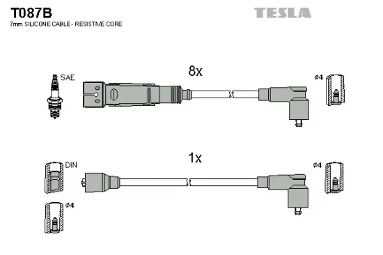 Zündleitungssatz TESLA T087B Bild Zündleitungssatz TESLA T087B