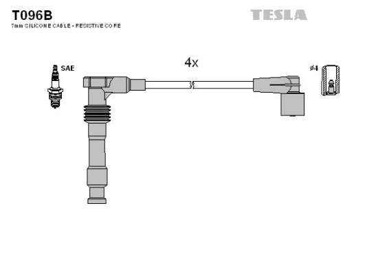 Zündleitungssatz TESLA T096B Bild Zündleitungssatz TESLA T096B