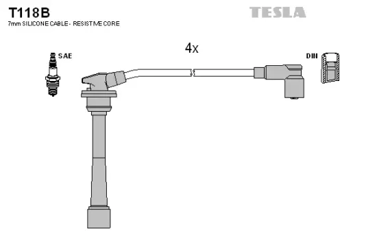 Zündleitungssatz TESLA T118B Bild Zündleitungssatz TESLA T118B