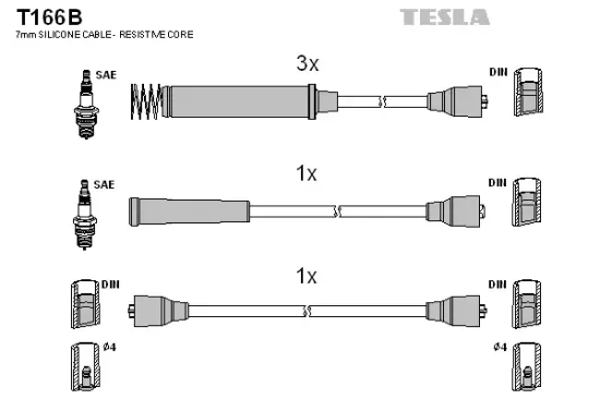 Zündleitungssatz TESLA T166B Bild Zündleitungssatz TESLA T166B