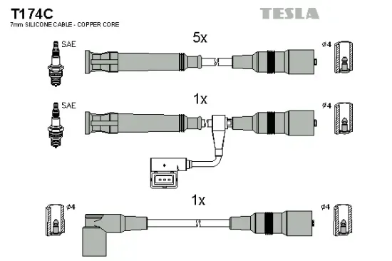 Zündleitungssatz TESLA T174C Bild Zündleitungssatz TESLA T174C