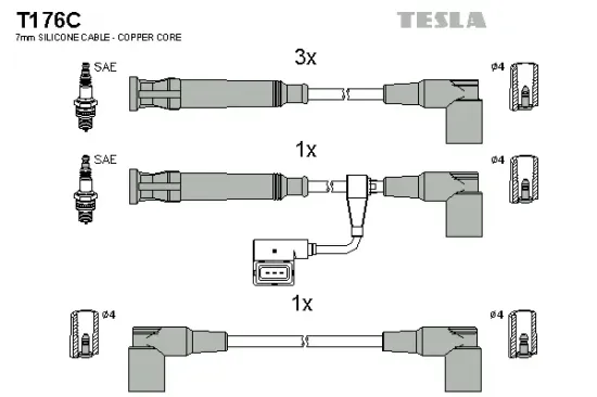 Zündleitungssatz TESLA T176C Bild Zündleitungssatz TESLA T176C