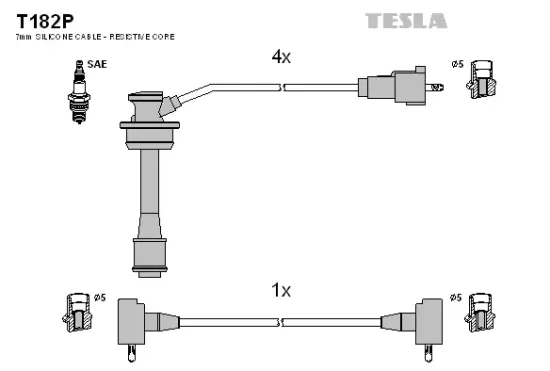 Zündleitungssatz TESLA T182P Bild Zündleitungssatz TESLA T182P