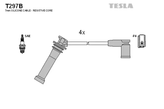 Zündleitungssatz TESLA T297B Bild Zündleitungssatz TESLA T297B