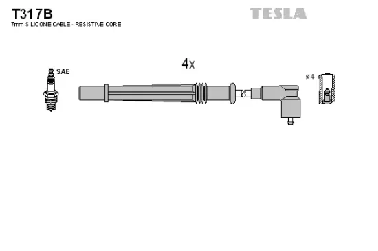 Zündleitungssatz TESLA T317B Bild Zündleitungssatz TESLA T317B