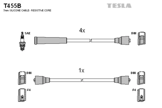 Zündleitungssatz TESLA T455B Bild Zündleitungssatz TESLA T455B