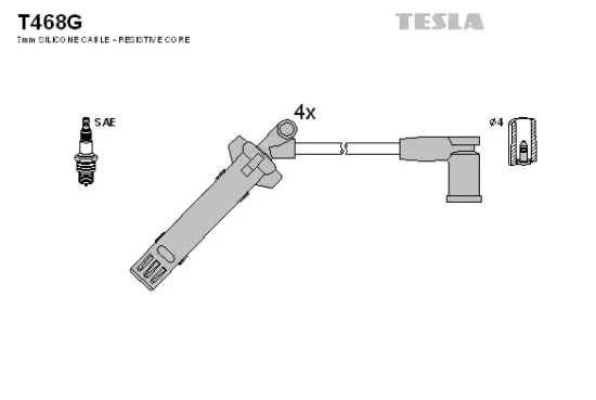 Zündleitungssatz TESLA T468G Bild Zündleitungssatz TESLA T468G