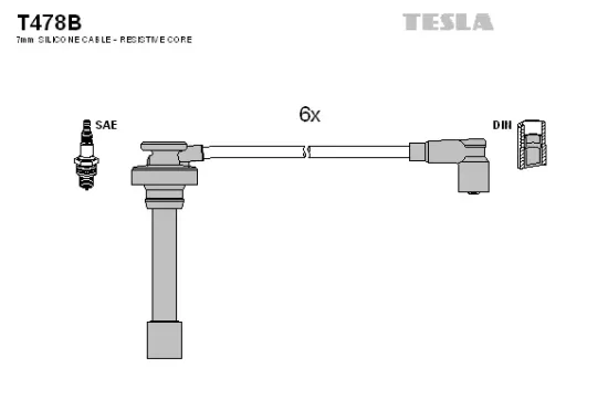 Zündleitungssatz TESLA T478B Bild Zündleitungssatz TESLA T478B