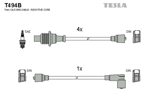 Zündleitungssatz TESLA T494B Bild Zündleitungssatz TESLA T494B
