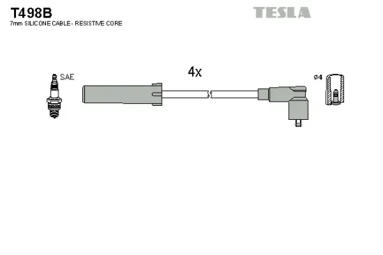 Zündleitungssatz TESLA T498B Bild Zündleitungssatz TESLA T498B