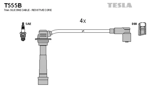 Zündleitungssatz TESLA T555B Bild Zündleitungssatz TESLA T555B