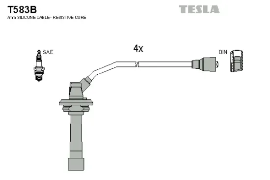 Zündleitungssatz TESLA T583B Bild Zündleitungssatz TESLA T583B