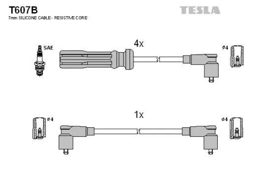 Zündleitungssatz TESLA T607B Bild Zündleitungssatz TESLA T607B