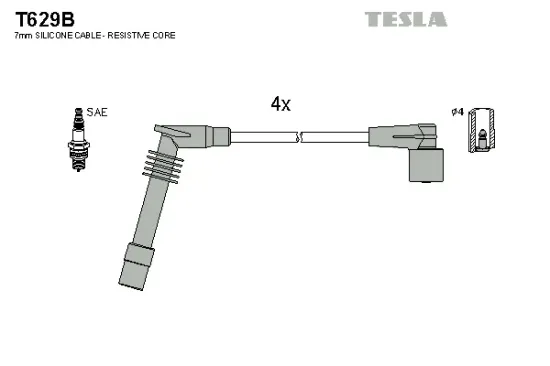 Zündleitungssatz TESLA T629B Bild Zündleitungssatz TESLA T629B