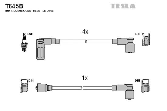 Zündleitungssatz TESLA T645B Bild Zündleitungssatz TESLA T645B