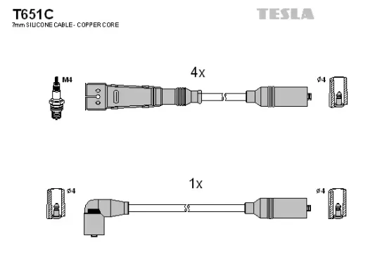 Zündleitungssatz TESLA T651C Bild Zündleitungssatz TESLA T651C