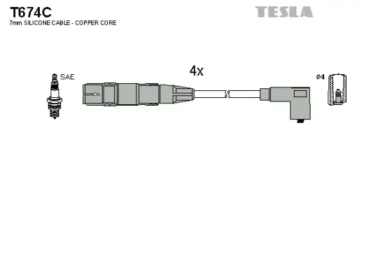 Zündleitungssatz TESLA T674C Bild Zündleitungssatz TESLA T674C