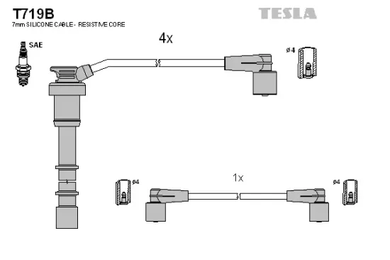 Zündleitungssatz TESLA T719B Bild Zündleitungssatz TESLA T719B