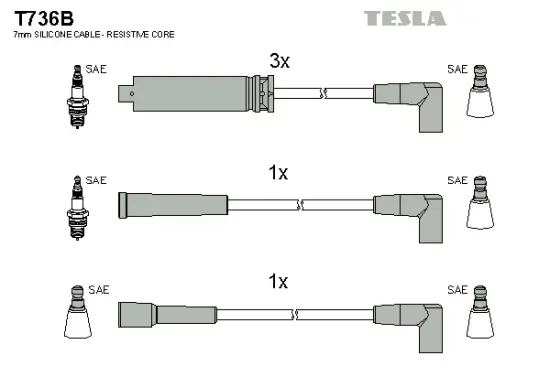 Zündleitungssatz TESLA T736B Bild Zündleitungssatz TESLA T736B