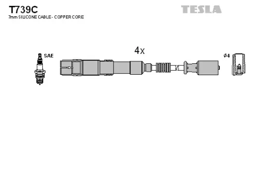 Zündleitungssatz TESLA T739C Bild Zündleitungssatz TESLA T739C