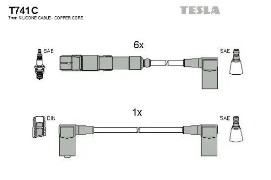 Zündleitungssatz TESLA T741C Bild Zündleitungssatz TESLA T741C