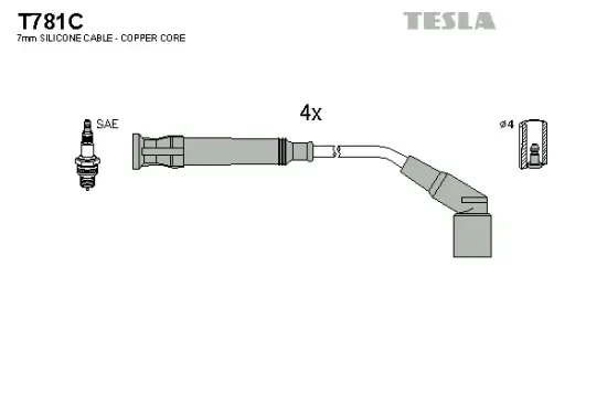 Zündleitungssatz TESLA T781C Bild Zündleitungssatz TESLA T781C