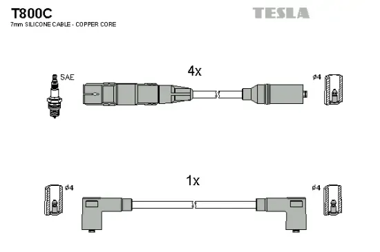 Zündleitungssatz TESLA T800C Bild Zündleitungssatz TESLA T800C