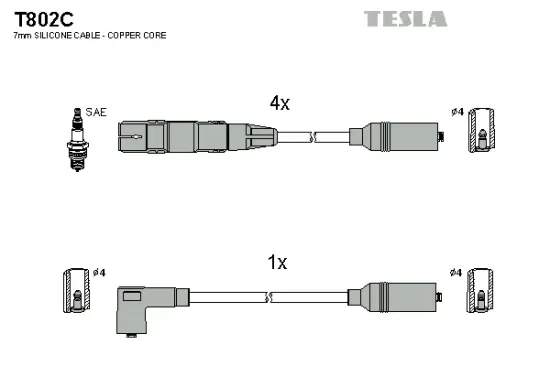 Zündleitungssatz TESLA T802C Bild Zündleitungssatz TESLA T802C