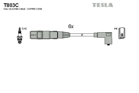 Zündleitungssatz TESLA T803C Bild Zündleitungssatz TESLA T803C