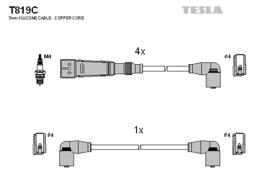 Zündleitungssatz TESLA T819C Bild Zündleitungssatz TESLA T819C
