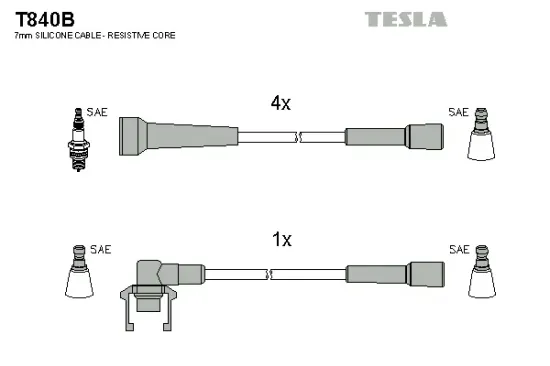 Zündleitungssatz TESLA T840B Bild Zündleitungssatz TESLA T840B